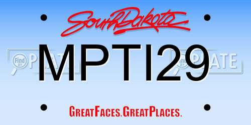 MPTI29 South Dakota License Plate