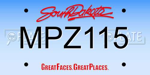 MPZ115 South Dakota License Plate