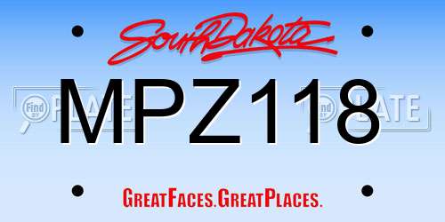 MPZ118 South Dakota License Plate