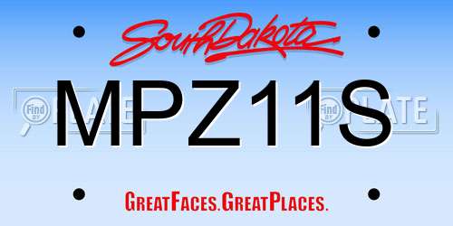 MPZ11S South Dakota License Plate