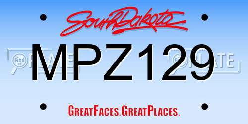 MPZ129 South Dakota License Plate