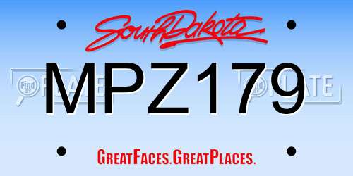 MPZ179 South Dakota License Plate