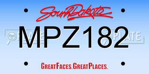 MPZ182 South Dakota License Plate
