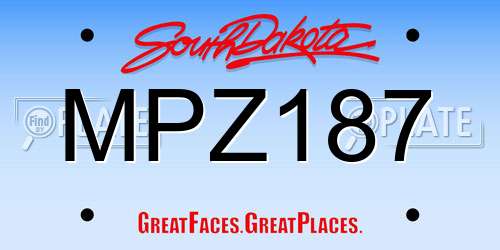 MPZ187 South Dakota License Plate