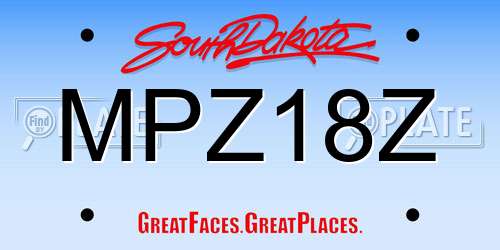 MPZ18Z South Dakota License Plate