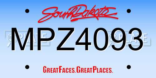 MPZ4093 South Dakota License Plate