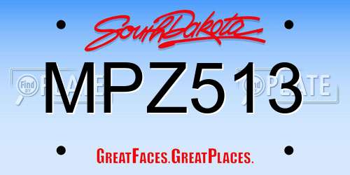 MPZ513 South Dakota License Plate