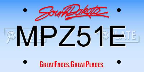 MPZ51E South Dakota License Plate