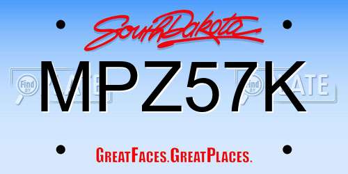 MPZ57K South Dakota License Plate