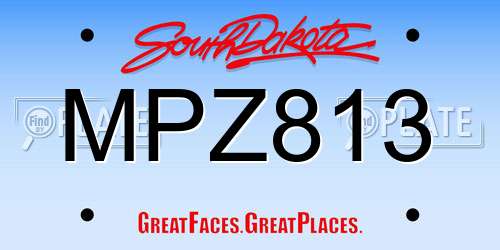 MPZ813 South Dakota License Plate