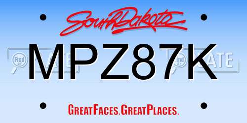 MPZ87K South Dakota License Plate