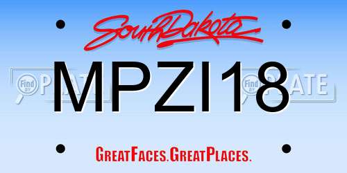 MPZI18 South Dakota License Plate