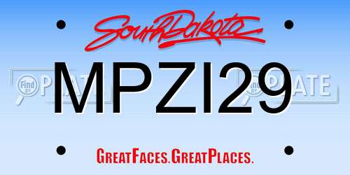 MPZI29 South Dakota License Plate