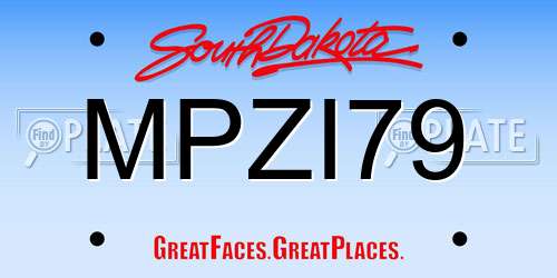 MPZI79 South Dakota License Plate