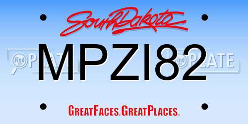 MPZI82 South Dakota License Plate