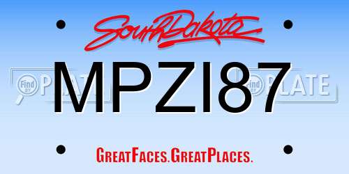 MPZI87 South Dakota License Plate