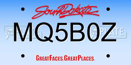 MQ5B0Z South Dakota License Plate
