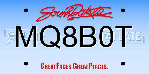 MQ8B0T South Dakota License Plate