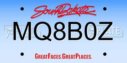 MQ8B0Z South Dakota License Plate