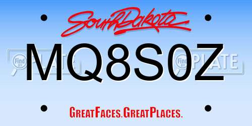 MQ8S0Z South Dakota License Plate