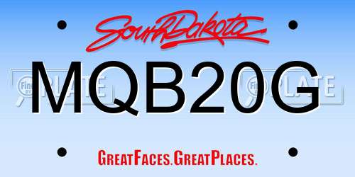 MQB20G South Dakota License Plate