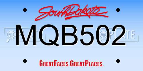 MQB502 South Dakota License Plate