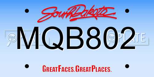 MQB802 South Dakota License Plate