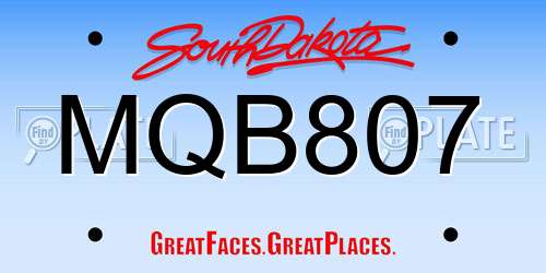 MQB807 South Dakota License Plate