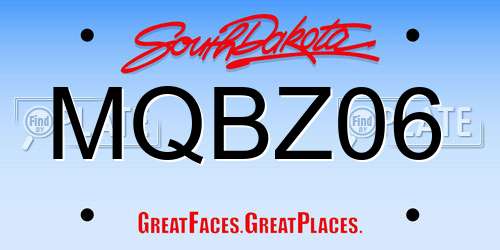 MQBZ06 South Dakota License Plate