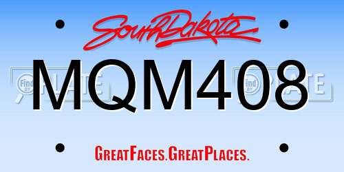 MQM408 South Dakota License Plate