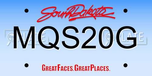 MQS20G South Dakota License Plate