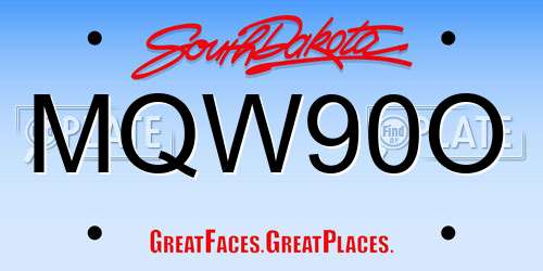 MQW90O South Dakota License Plate