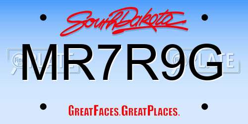 MR7R9G South Dakota License Plate