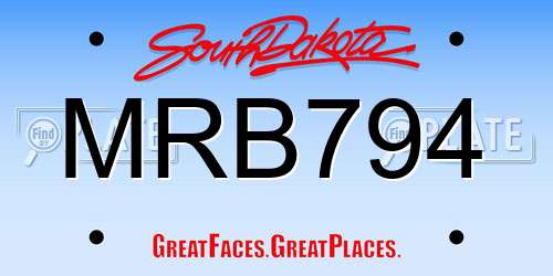 MRB794 South Dakota License Plate