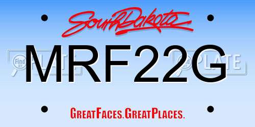 MRF22G South Dakota License Plate