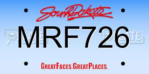 MRF726 South Dakota License Plate