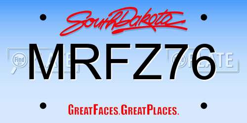 MRFZ76 South Dakota License Plate