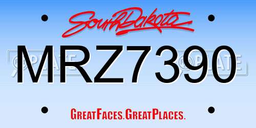 MRZ7390 South Dakota License Plate