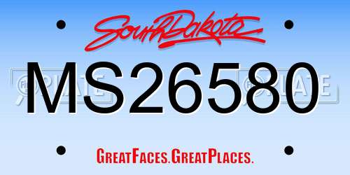 MS26580 South Dakota License Plate