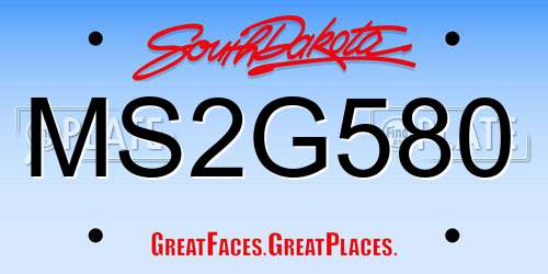 MS2G580 South Dakota License Plate