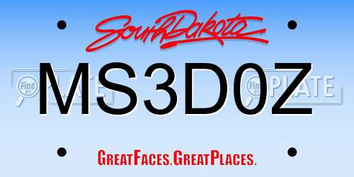 MS3D0Z South Dakota License Plate