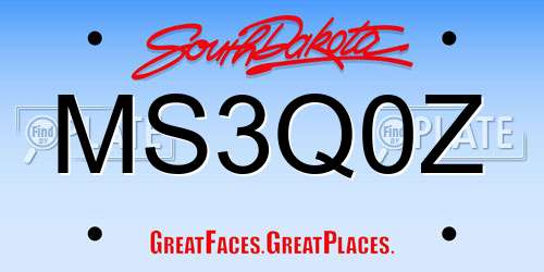 MS3Q0Z South Dakota License Plate