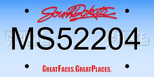 MS52204 South Dakota License Plate