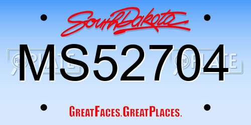MS52704 South Dakota License Plate