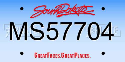 MS57704 South Dakota License Plate