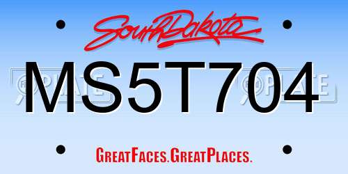 MS5T704 South Dakota License Plate