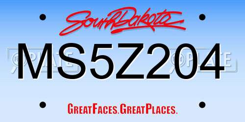 MS5Z204 South Dakota License Plate