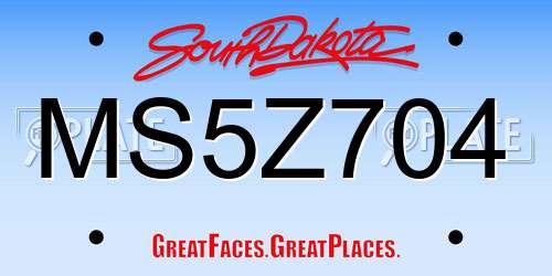MS5Z704 South Dakota License Plate