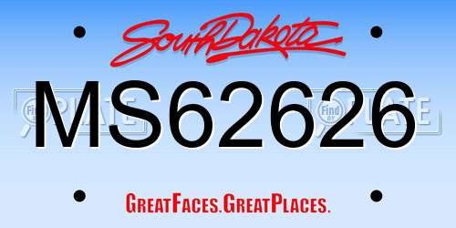 MS62626 South Dakota License Plate