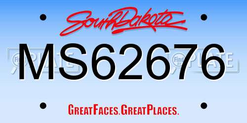 MS62676 South Dakota License Plate